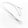 Chain Necklace - Silver filigree leaf with crystals and chain pendant