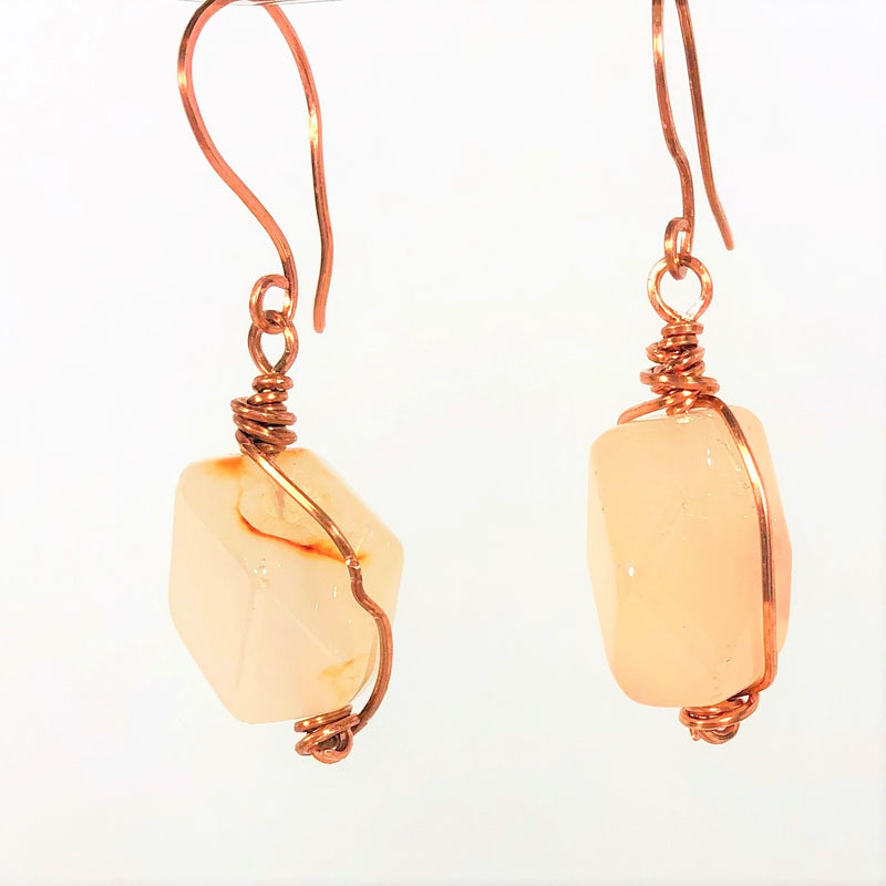 Light Citron Wire Wrapped Earrings