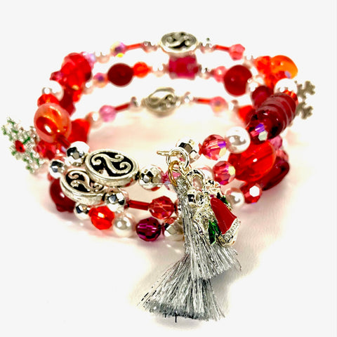 Christmas Bracelet - Red, White and Green