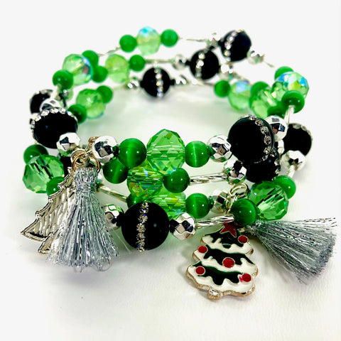 Christmas Bracelet - Red, White, Green and Gold