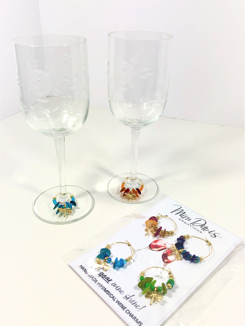 Dragonfly Wine Charms