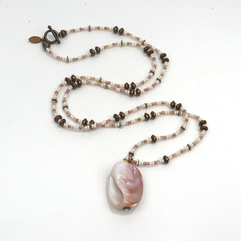 Chain Necklace - Sliced Agate Pendant