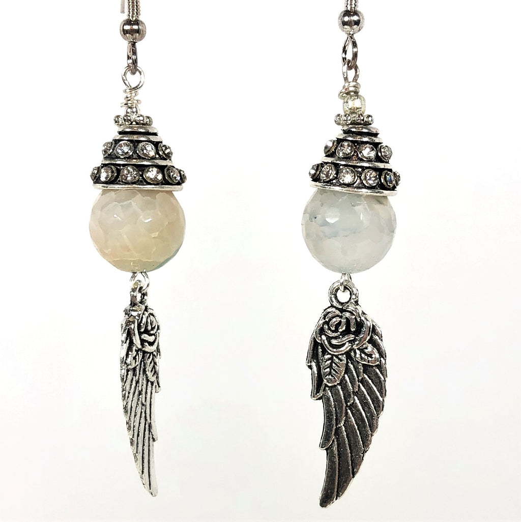 Ivory Agate with Silver Wings