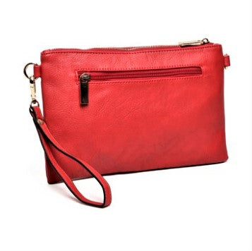 Leatherette Studded Clutch - Red