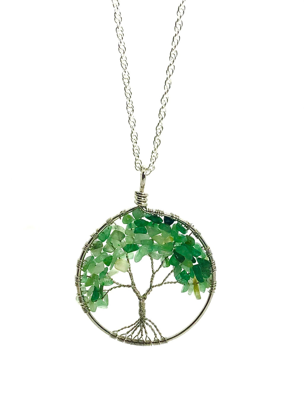 Chain Necklace - Silver with Hand-wired Tree of Life Pendant